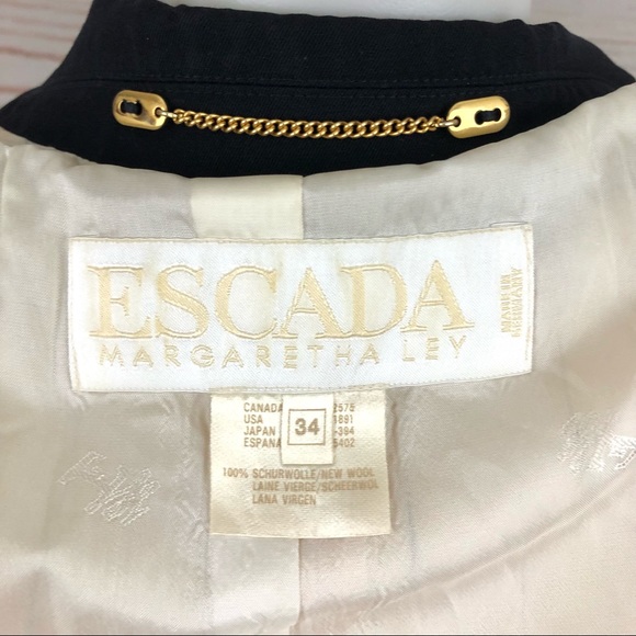 Vintage Escada Pinstriped Business Blazer Skirt Suit - Picture 5 of 15